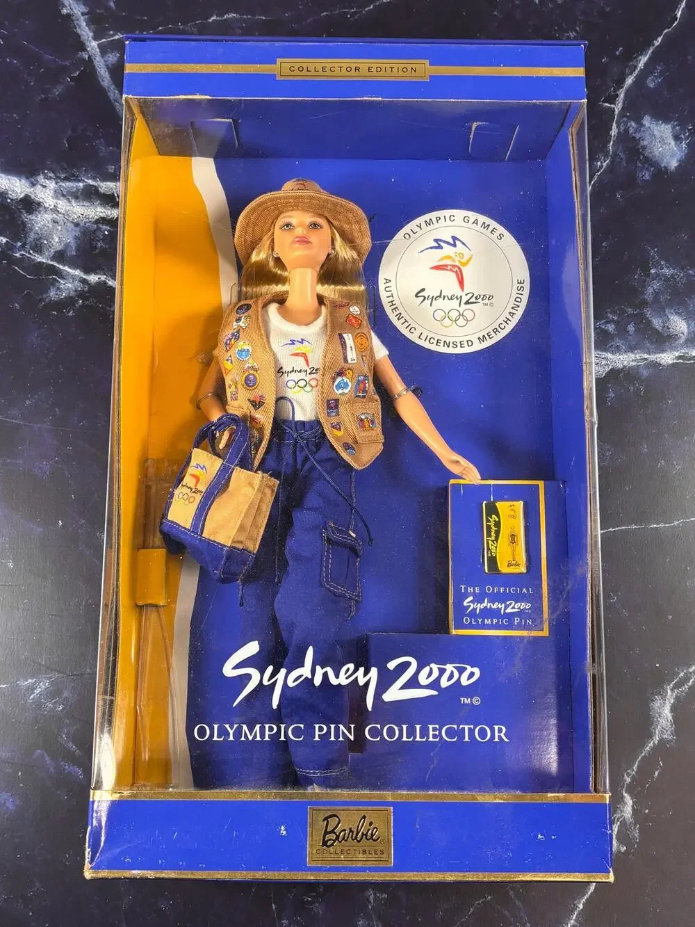 Mattel 1999 Barbie Doll Sydney 2000 Olympic Pin Collector Doll #26302